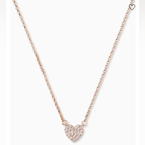 kate spade Jewelry - Kate Spade Yours Truly Pave Heart Mini Pendant Necklace Clear Rose Gold